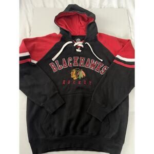 Chicago Blackhawks Superior Lacer lace-up hoodie in black with Red/White